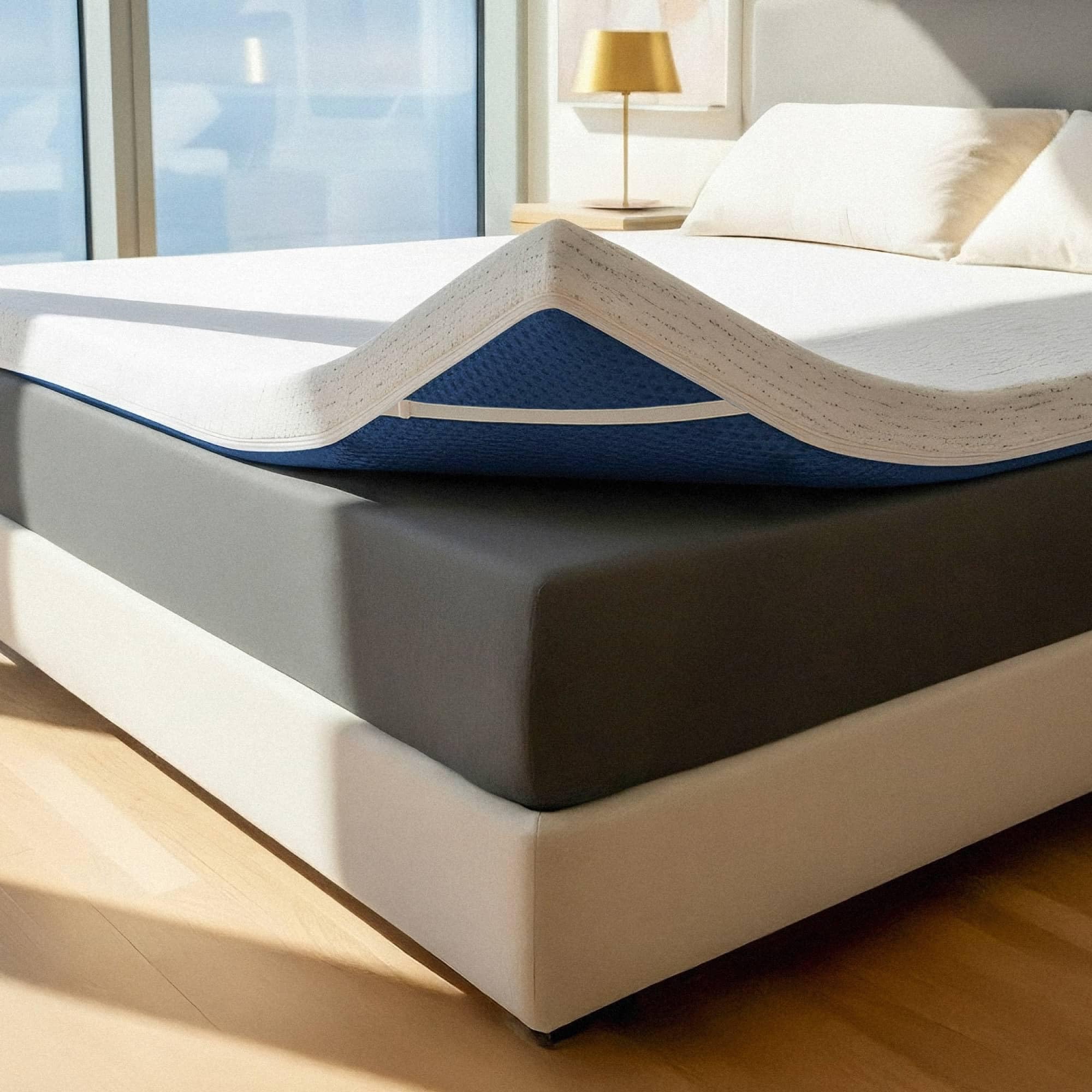 ViscoSoft 2 Inch Memory Foam Mattress Topper Queen - Select High Density Ventilated Mattress Pad - Removable Bamboo-Rayon Cover