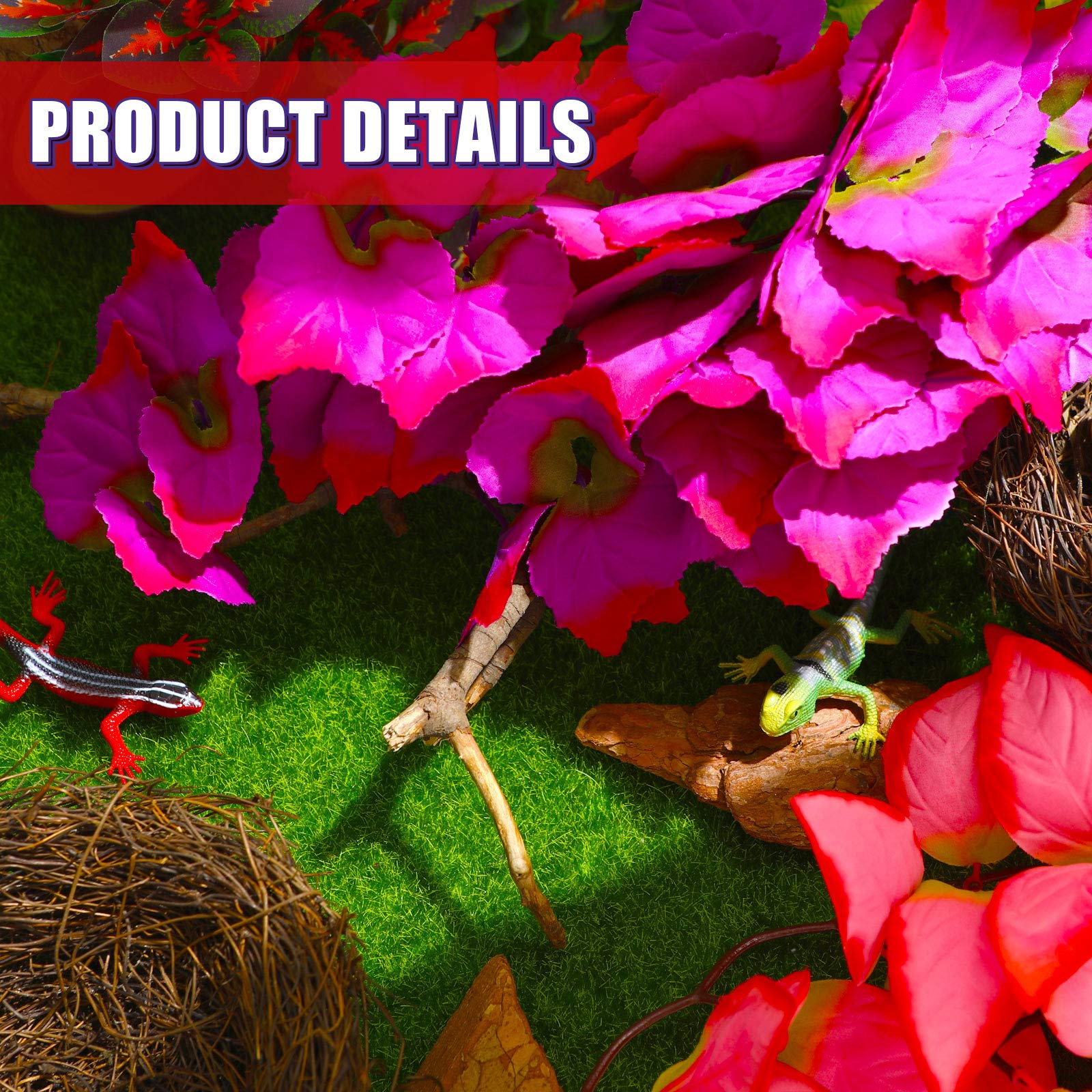 WILLBOND Plantes de terrarium artificielles en plastique à suspendre avec ventouses pour ermite, crabe, lézard (couleur classique, 6 pièces)