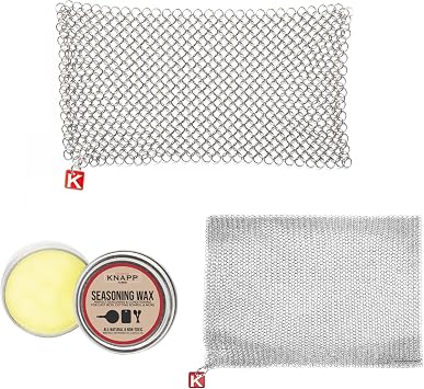 Cast Iron Care Kit 9"x6" Scrubber, Wax, 6" Bonus Scrubber