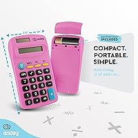 Vista 11 de Calculator Red, Basic Small Solar and Battery Operated, Large Display Four Function, Auto Powered Handheld Calculator School and Kids Available in