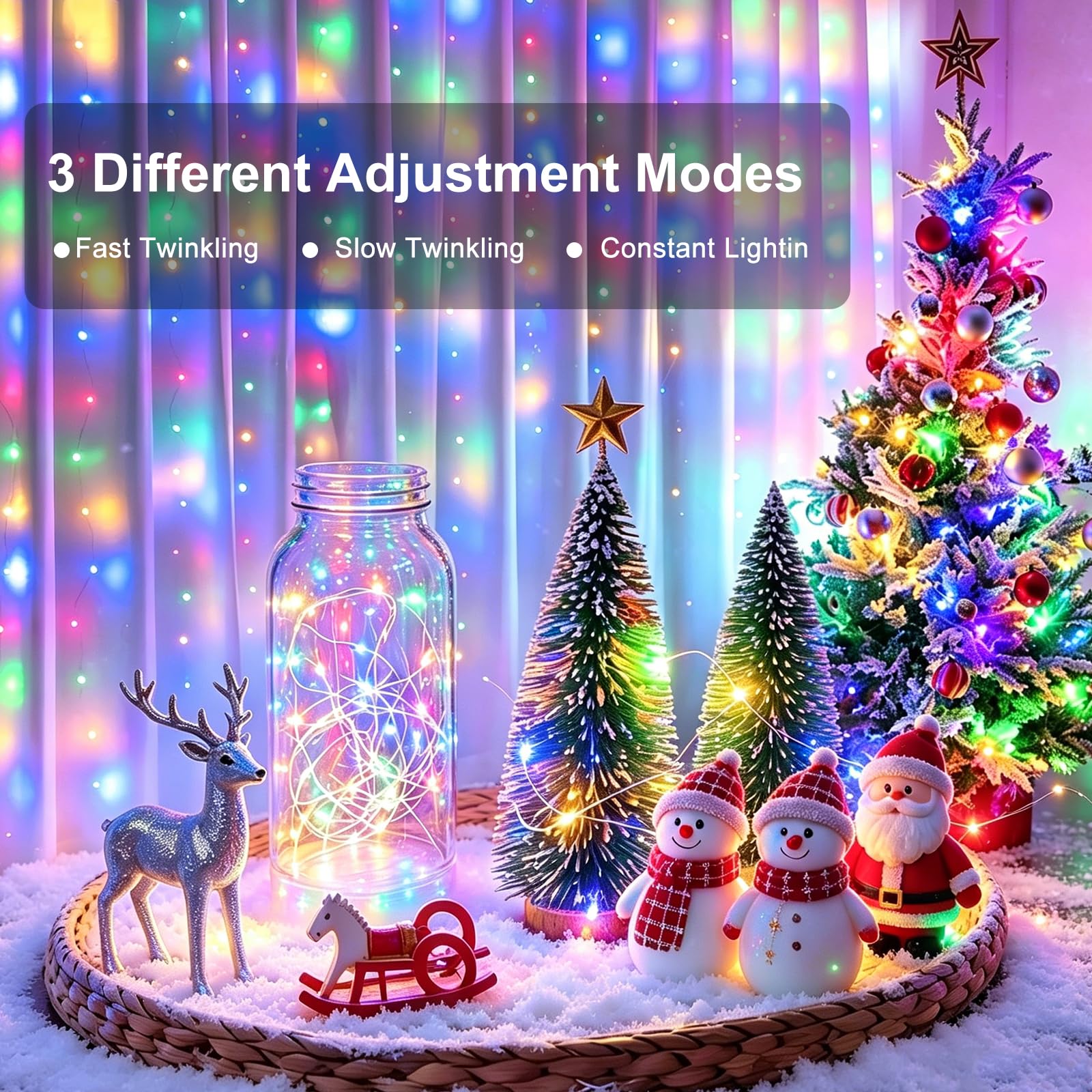 Silberdraht Lichterkette Wasserfest, batteriebetrieben, 180 cm, 20 LEDs, Knicklicht, Sternenmond, Lichter zum Selbermachen, Weihnachten, Hochzeit, Party