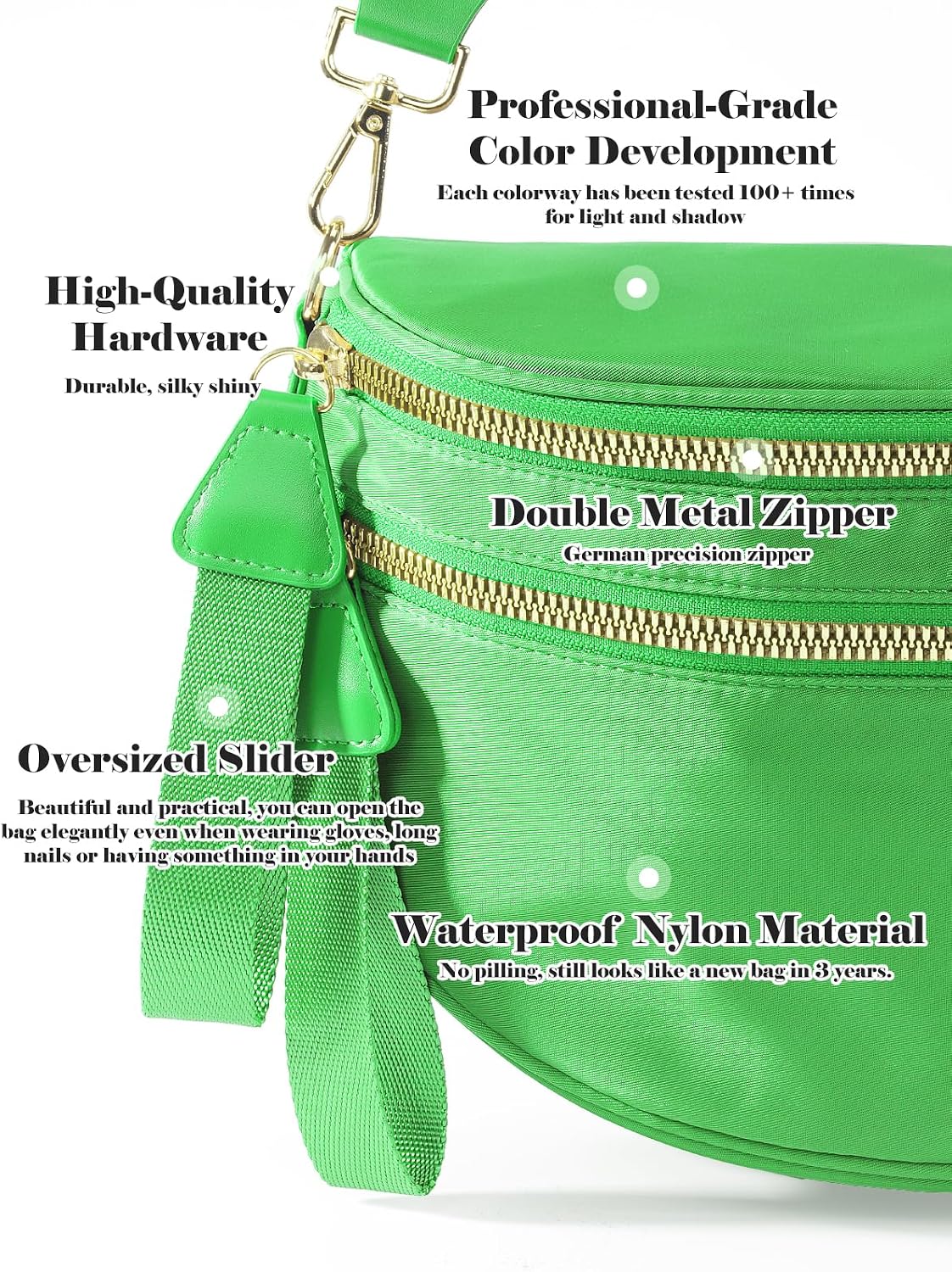Pure Colour Crossbody Bag Bum Bag for Women,Spacious Purse Fanny Packs Belt Bag,Oversized Bum Bag (Colour Bum Bag-Kelly Green) thumbnail