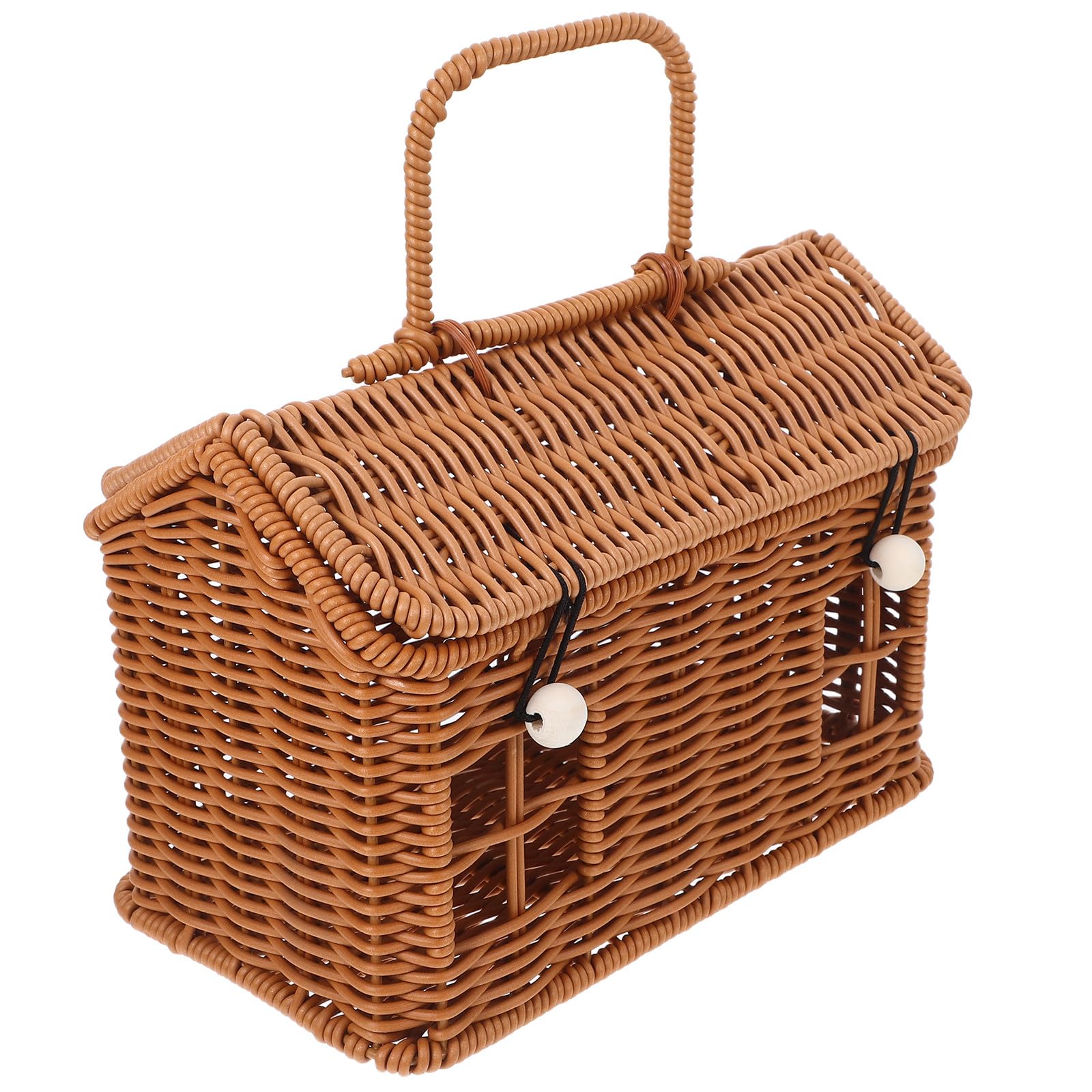 Panier léger en plastique imitation rotin avec poignée ergonomique style tressé unique