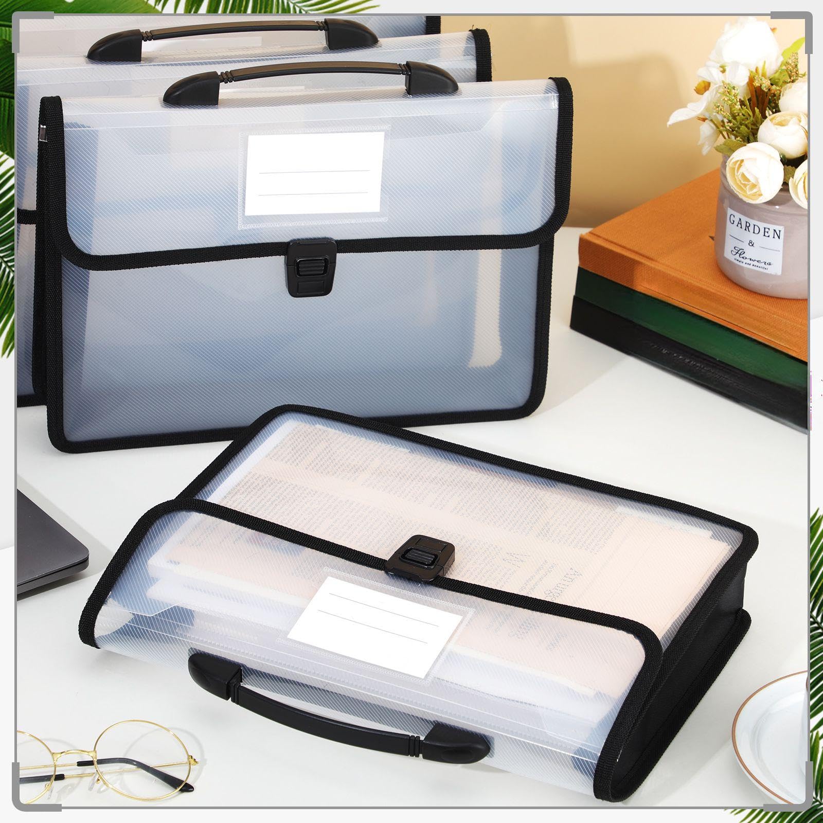 Colarr 15 cartelline per documenti in plastica, formato A4, formato A4, espandibile, portatili, impermeabili, con manico, organizer per documenti espandibili, per forniture scolastiche, Home Office