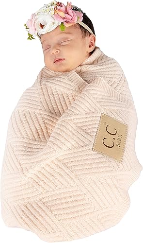 Funky Junque Manta de bebé grande, suave, cálida y ligera para cama de bebé, cochecitos, siestas, guardería preescolar, patrón diagonal de tejido de