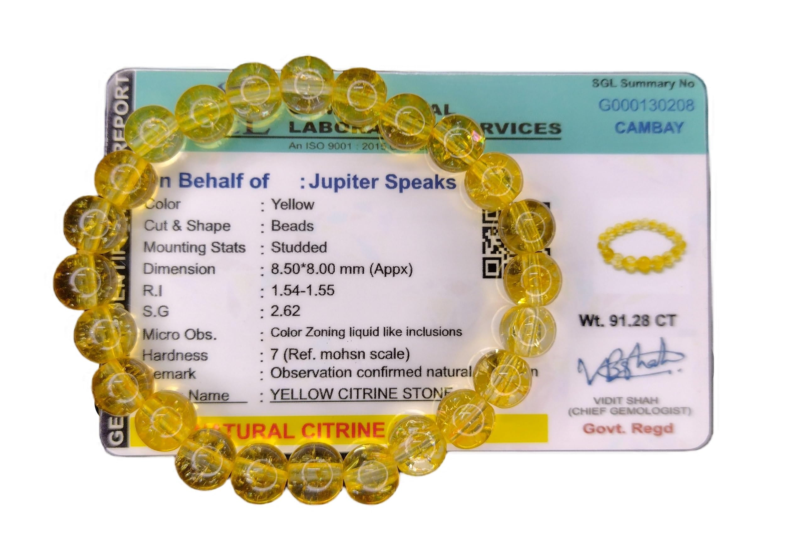 Jupiter Speaks Citrine Bracelet With Lab Certificate For Men And Women Natural 8MM Crystal For Reiki Healing And Astrology (B0CCM9J4PX) Amazon Price History, Amazon Price Tracker