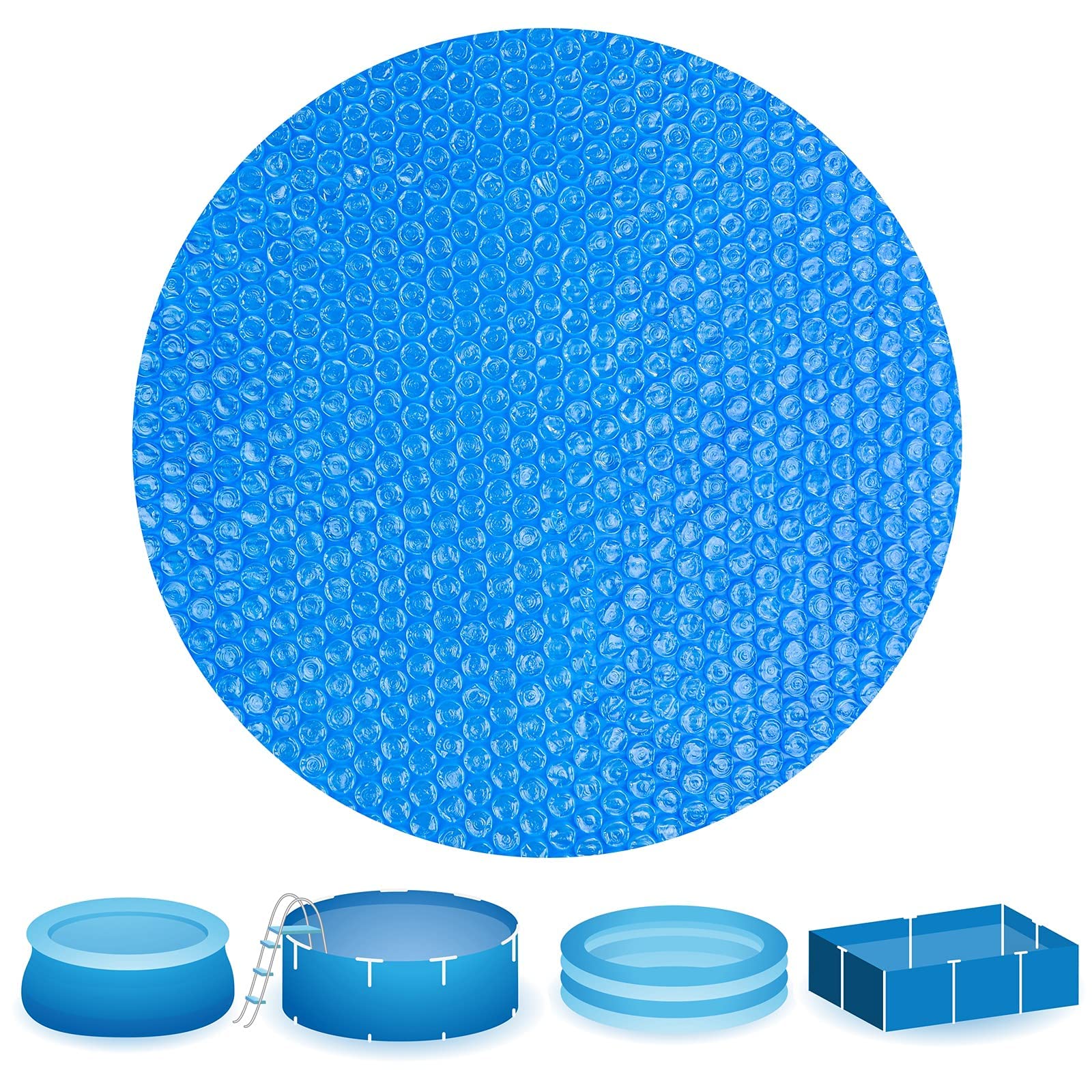 DELFINO Solar Round Pool Cover for 4 5 6 8 10Ft Round Diameter Easy Set Pool Cover Above Ground Pool Round Solar Cover for Swimming Pool Keeps Out Leaves Round Pool Cover Quick Set (4FT)