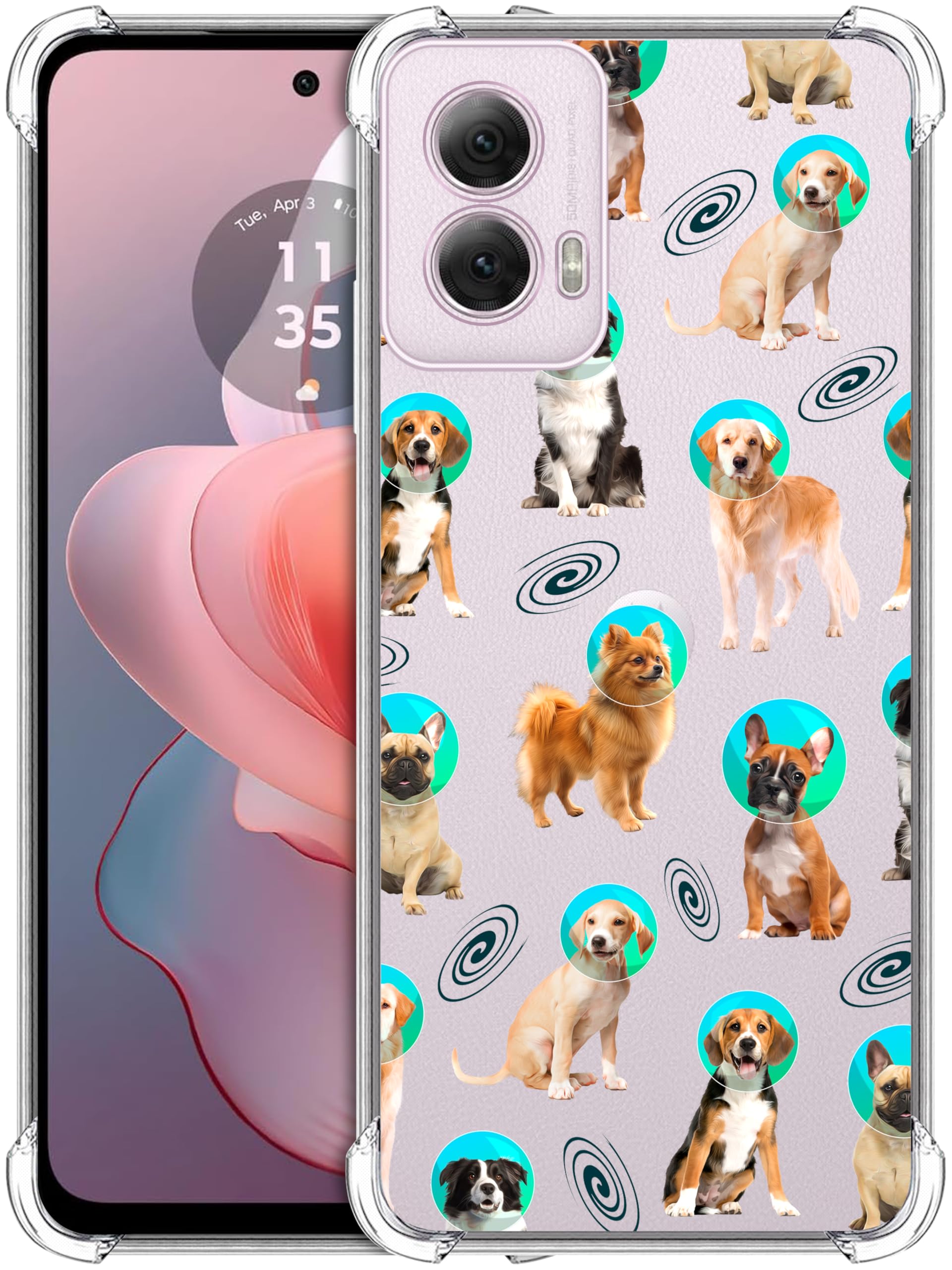 SuzaCase Clear Case for Moto G Power 5G 2024 - Moto G Power 5G 2024 Case with Stylish Space Dog Pattern Design Printed Durable Clear Shockproof Phone