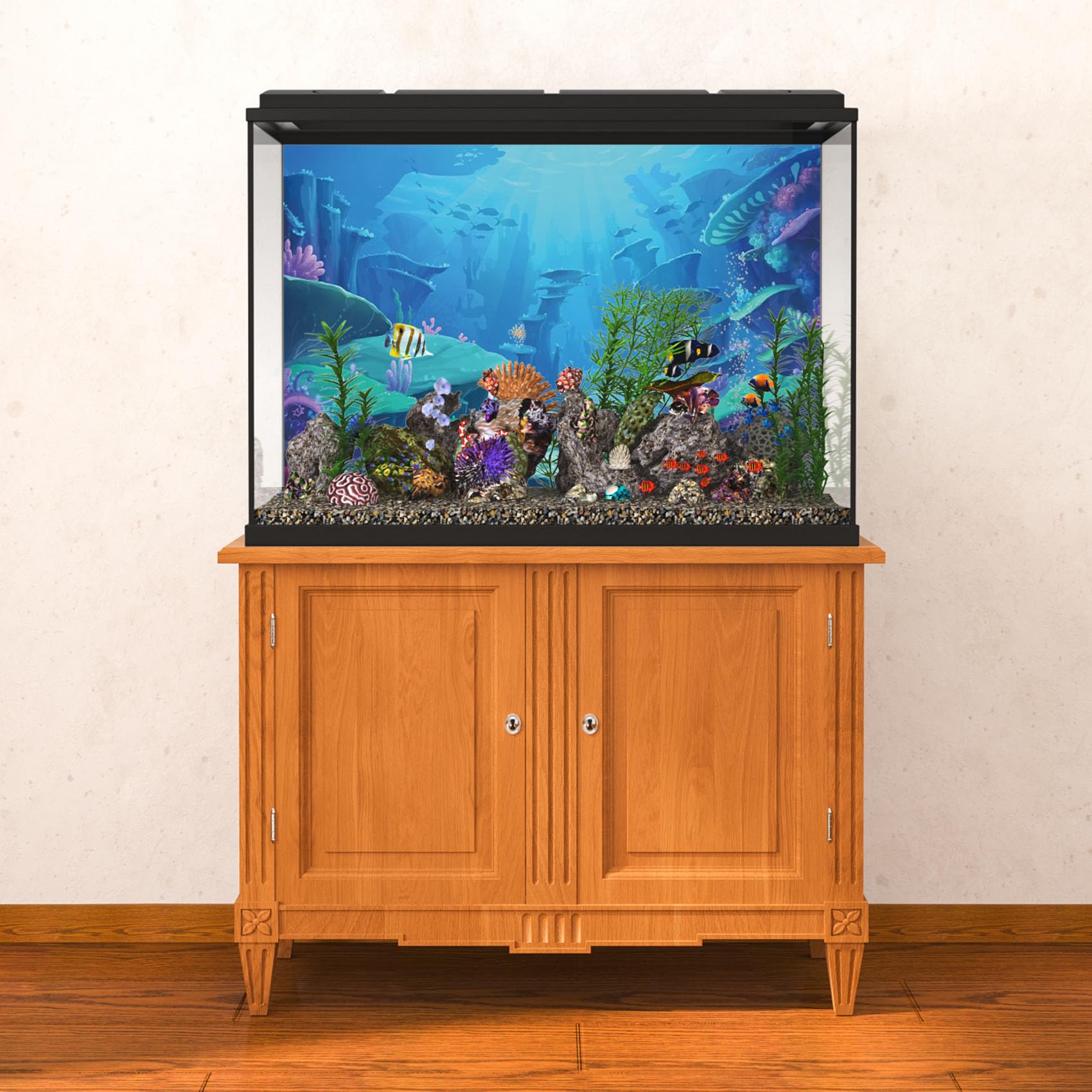 MIRRORANG 91x50cm Undersea Theme Aquarium Background Colorful Coral Underwater World Fish Tank Poster Backdrop Vinyl Background - Image 4