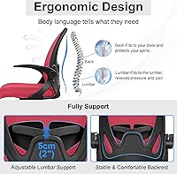 Vista 3 de Primy Silla de dibujo alta de oficina con reposabrazos abatibles, silla de escritorio ergonómica ejecutiva para computadora con soporte lumbar