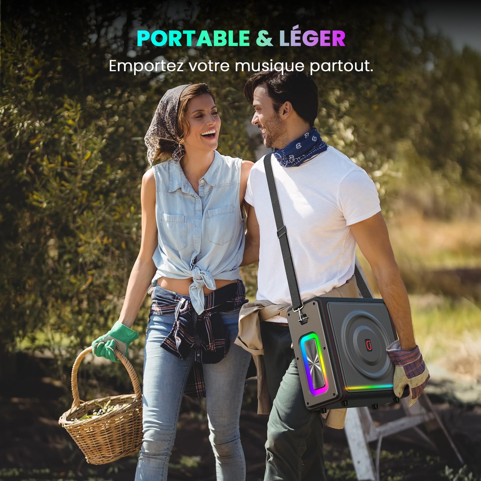 HWWR Machine Karaoke avec 2 Micros sans Fil, Kit karaoké Complet avec LED, 300W Puissance, Autonomie 36h, pour Adulte et Enfants, Système PA Prend en Charge TF/USB, FM, Enregistrement, AUX in et TWS