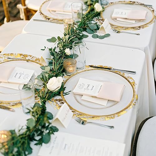 Miniatura 5 de 100 manteles individuales redondos dorados de 13 pulgadas de malla metálica dorada para cargador, manteles individuales desechables para mesa de