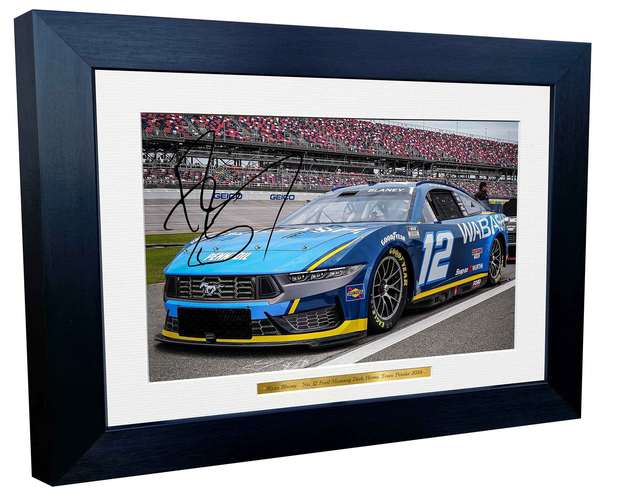 Kitbags & Lockers Black 12X8 A4 Ryan Blaney 2024 Nascar Cup Series No. 12 Ford Mustang Dark Horse For Team Penske Signed Autographed Signature Photo Photograph Picture Frame Poster Celebration Gift 2