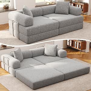 DURASPACE 78" Convertible Folding Sofa Bed,Sectional Boneless Couch(Gray)
