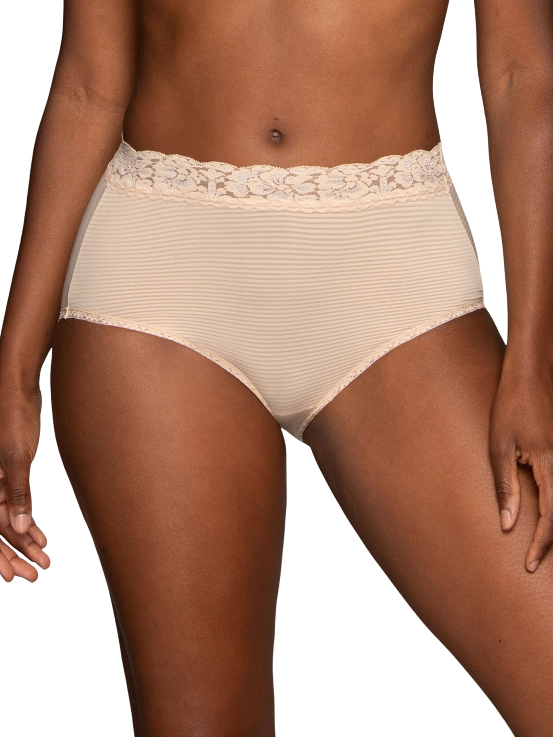 Vanity Fair Damen Schmeichelhafte Spitzenhöschen: Leicht und Seidig mit Überlegenem Stretch Unterhose, Rosa/Beige, X-Large (34)