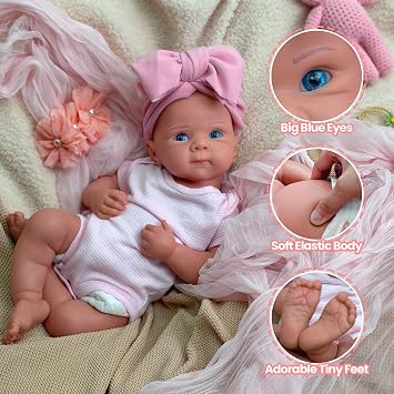 19 Inch Realistic Reborn Baby Doll - 8lb Full Solid Silicone Body