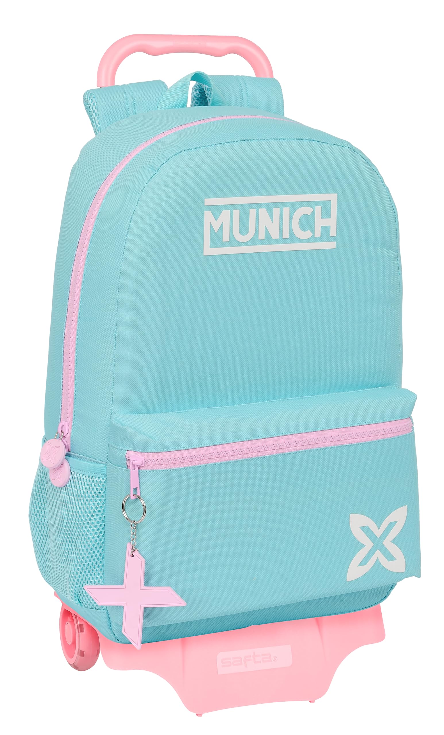 Safta MUNICH HEAVEN - Mochila Escolar Grande con Carro 905, Tejido Reciclable, Ideal para Niños de Diferentes Edades, Cómoda y Versátil, Calidad y Resistencia, 30x14x46 cm, Color Celeste