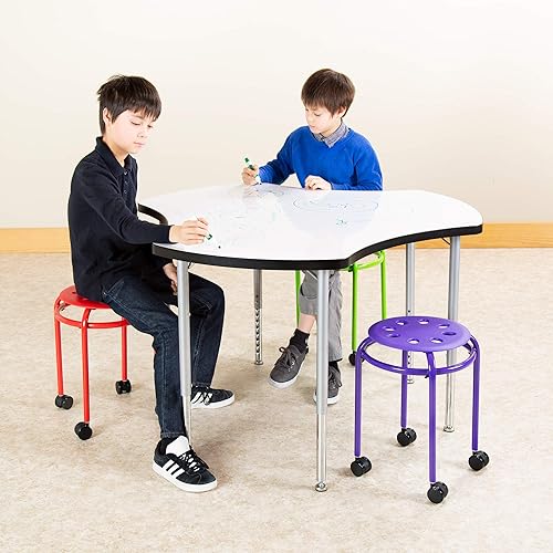 Miniatura 2 de Taburetes apilables móviles coloridos con ruedas, taburetes apilables para niños, asientos flexibles portátiles para el hogar, oficina, aulas,