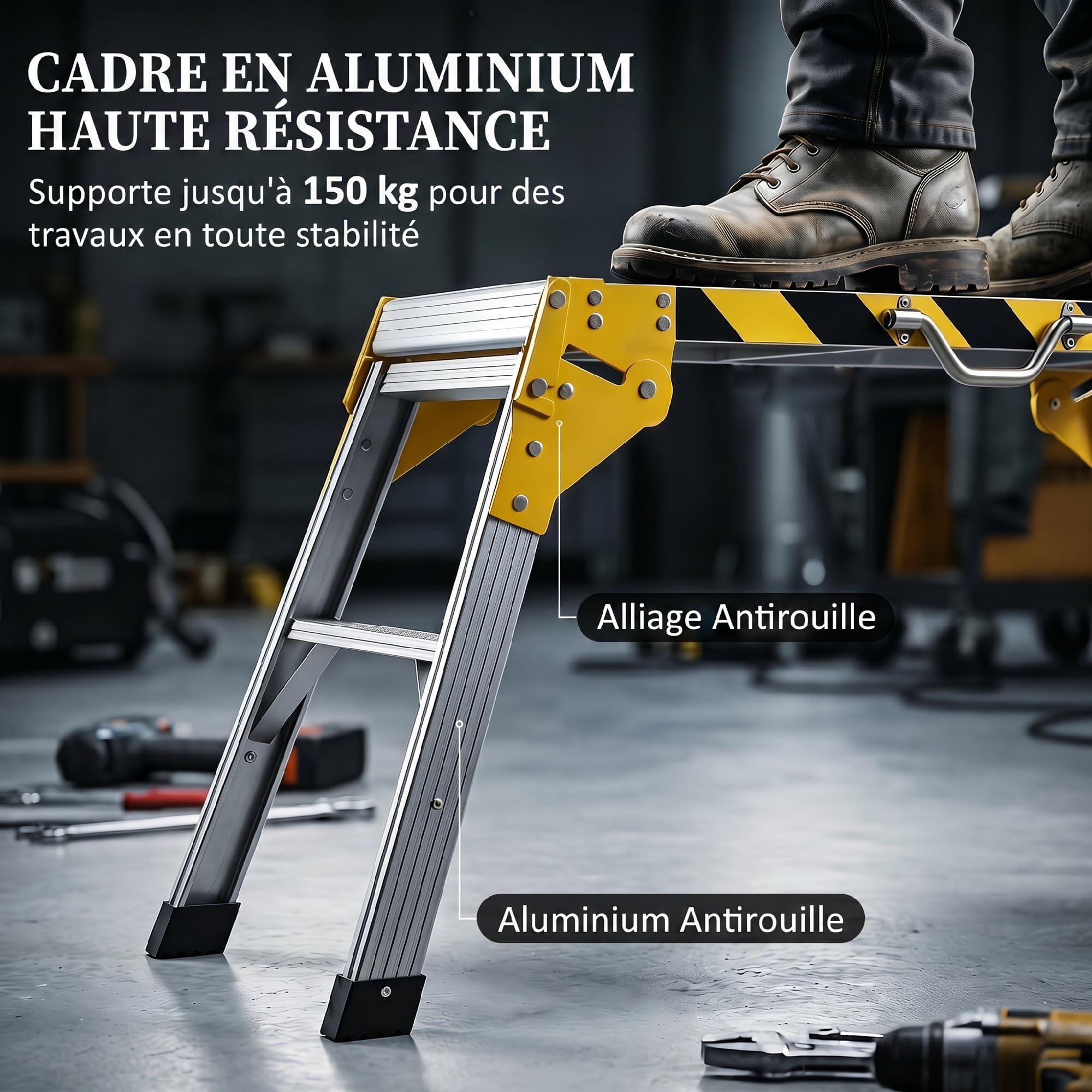 HOMCOM Établi Pliant Aluminium avec Poignée 110 x 32 x 50 cm Argenté