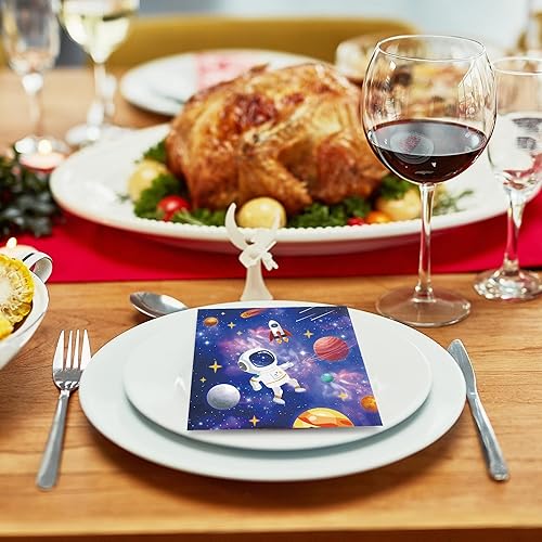 Miniatura 4 de Servilletas de fiesta del espacio exterior, 40 servilletas desechables del espacio exterior, suministros de fiesta de astronauta, decoraciones de