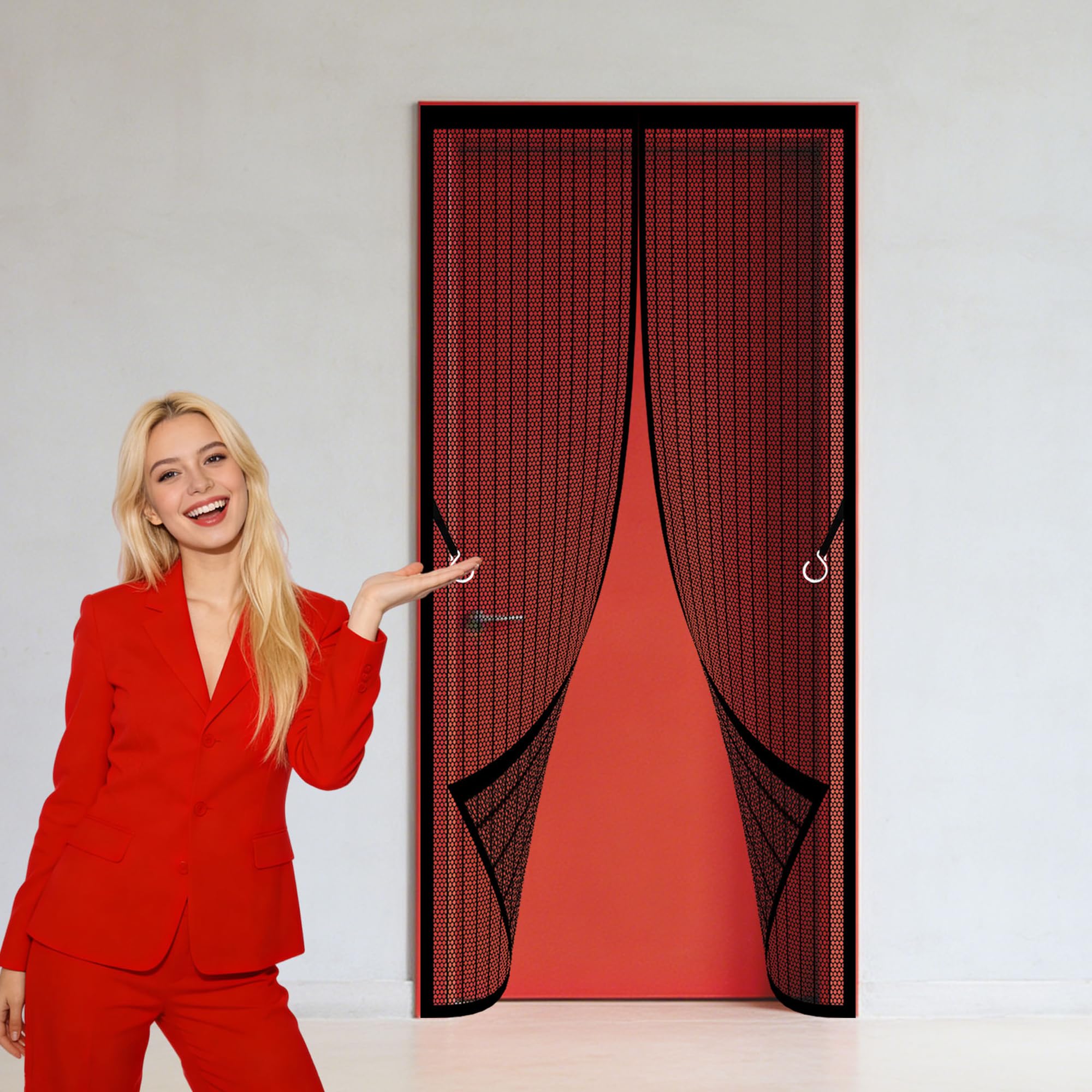 Magnetic Door Screen 117 x 241 cm with Magnetic Closure Anti Mosquito Mesh Curtain with Powerful Magnets Hands Free Auto Closing for Living Room, Bedroom, Patio, Black