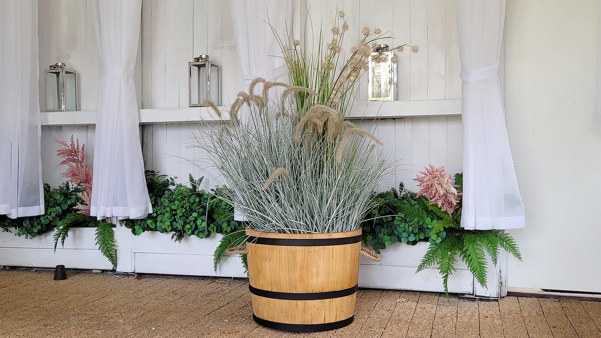 weeco Barile in legno come vaso per fiori, un vaso in legno da mezzo botte 40 x 49 cm.