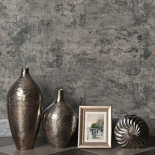 Miniatura 3 de CHICHOME Papel de contacto de hormigón sintético gris pardo de 30 x 236 pulgadas, encimeras de despegar y pegar, papel tapiz texturizado extraíble,