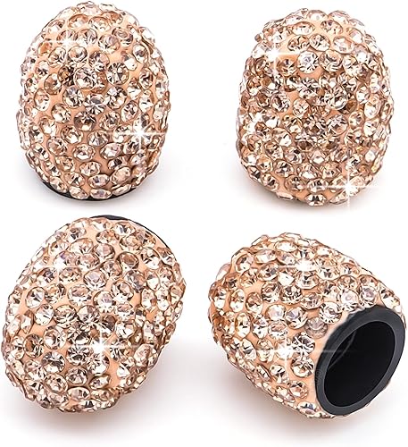 MEAJOO 4 tapas de válvula de vástago de neumático con diamantes de cristal brillante, a prueba de polvo, tapas universales para válvulas de