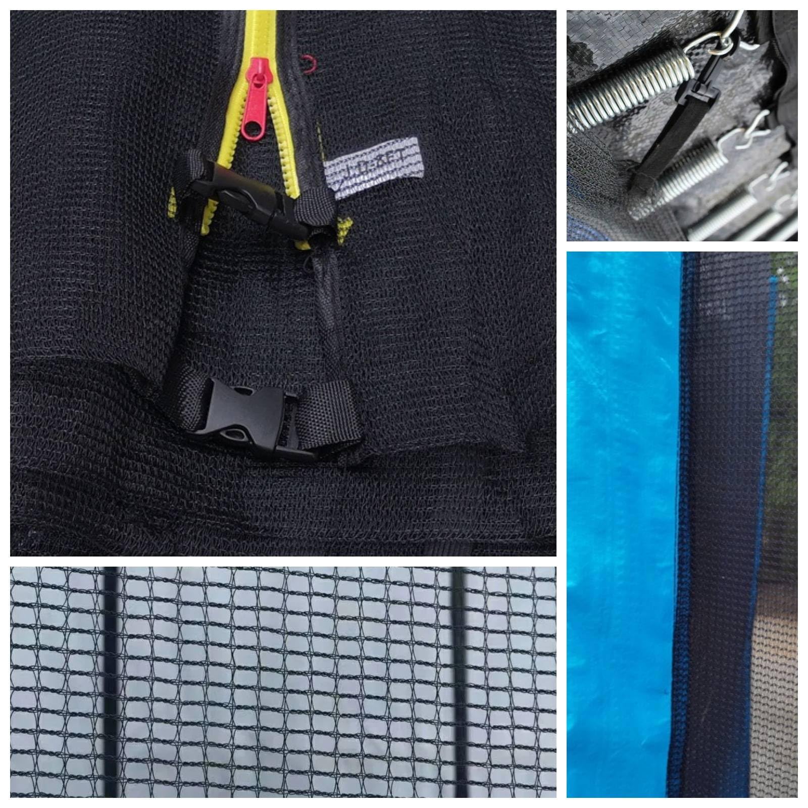 Trampoline Safety Net, 5 6 8 10 12 13 14 16Ft Weather-Resistant Replacement Enclosure Net for Round Frame, with Double-Headed Zippers, Protection Buckles Enhanced Hook, Poles Not Included — view 6