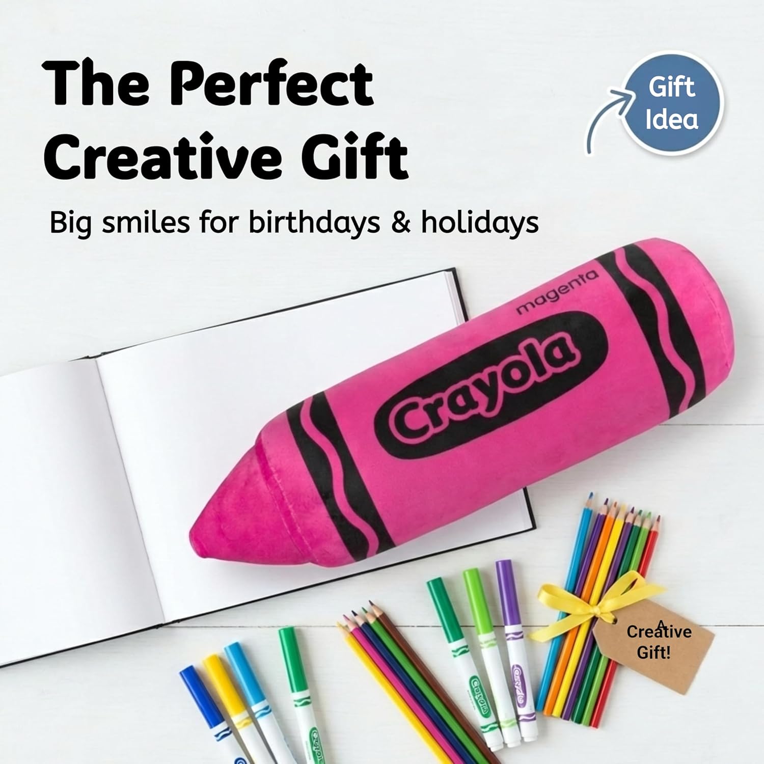 Jay Franco Crayola 17 Inches Crayon Plush Pillow – Ultra-Soft Stuffed Throw Cushion for Kids Playroom & Bedding, Purple