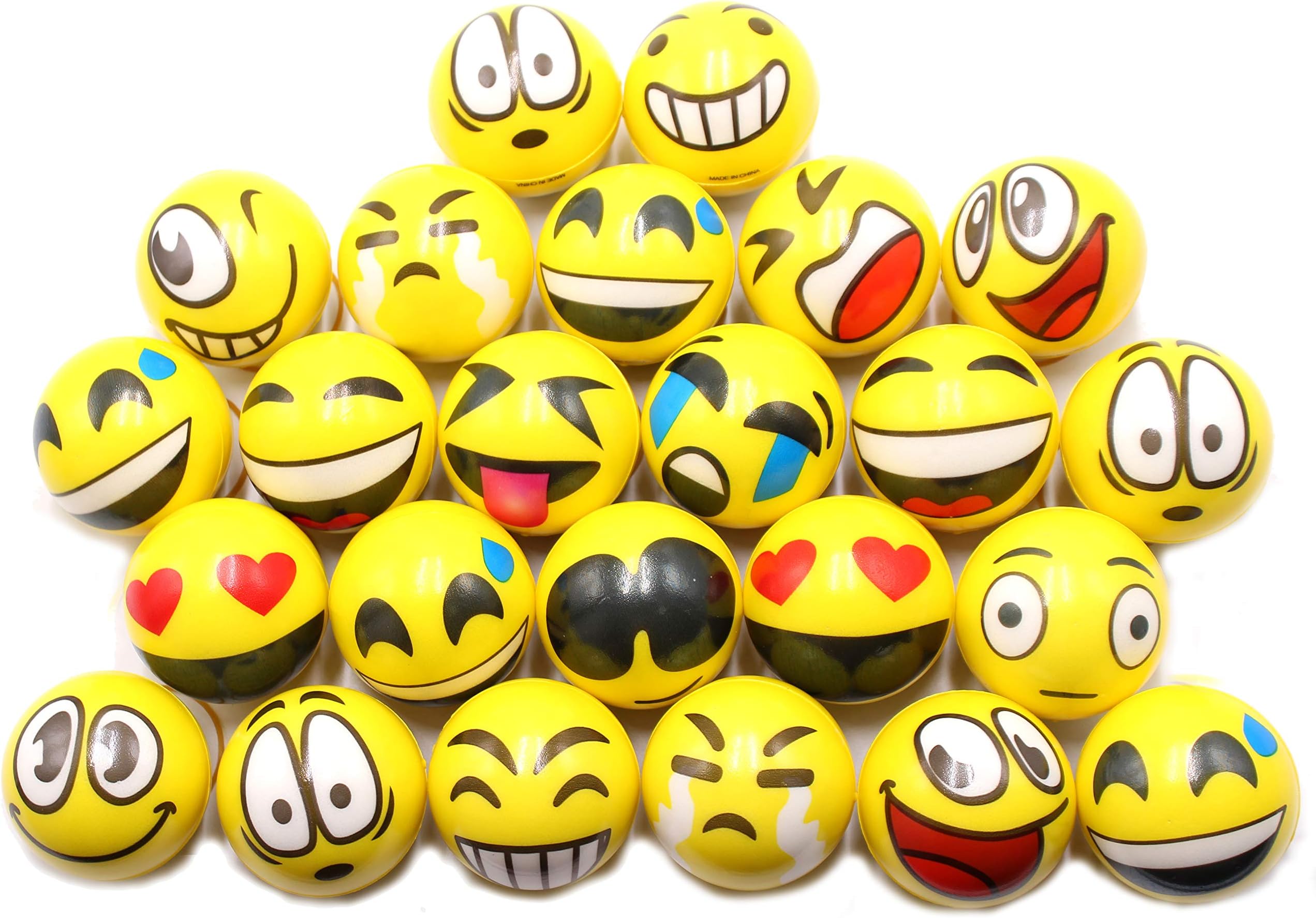 FIVOENDAR Set of 12 - Fun Face Stress Balls Cute Hand Wrist Stress Reliefs Squeeze Balls for Kids and Adults at School or Office Party Favors (Yellow Color Random Faces) (Latest)