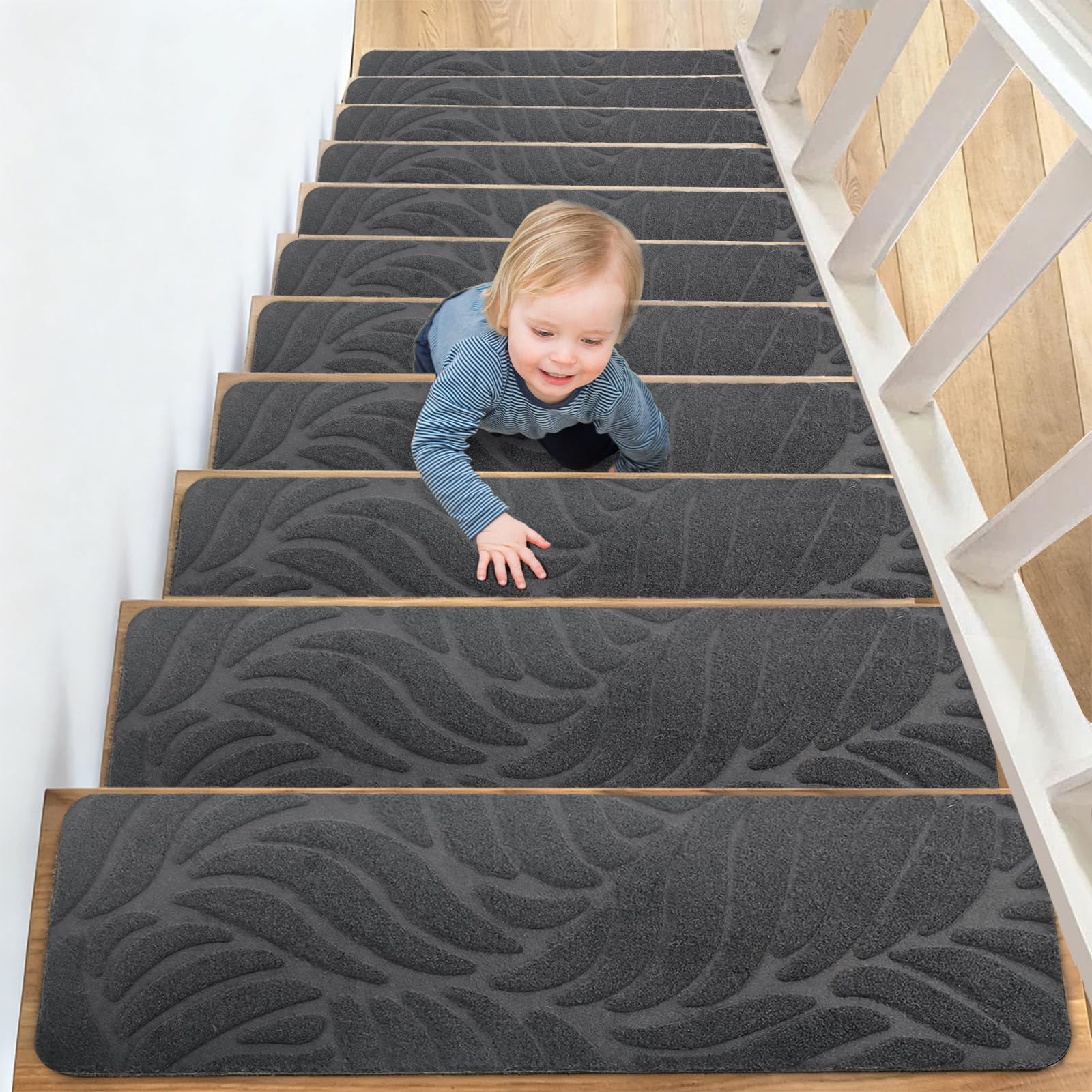 Evite resbalones con alfombrillas para escalones antideslizantes y lavables para niños