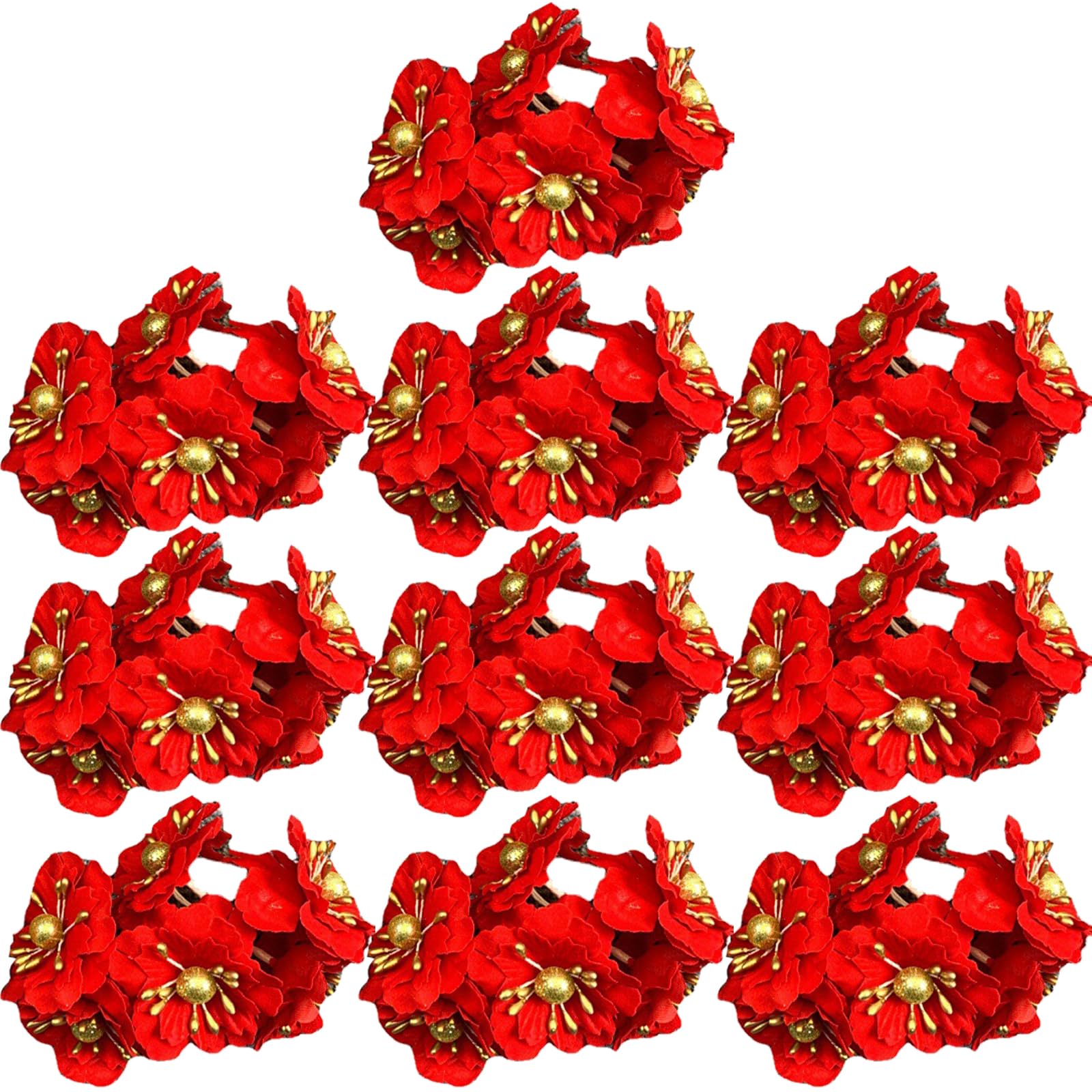 Bemonew Poinsettia Artificial Flowers 60PCS Red Silk Poinsettia Christmas Decorations Christmas Artificial Flowers with Short Stems for Xmas DIY Tree Wreaths Garland