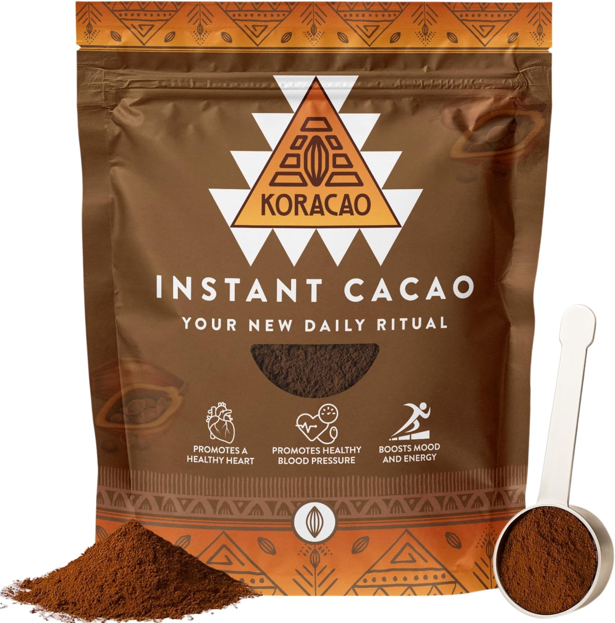 KORACAO Instant Ceremonial Cacao Powder | High Flavanol Cacao - 1000MG Per Serving | New Daily Ritual with Harvested Cacao Powder for Mind, Body & Soul - 2x 300g Bags (60 Servings Total, 600 Grams Total)