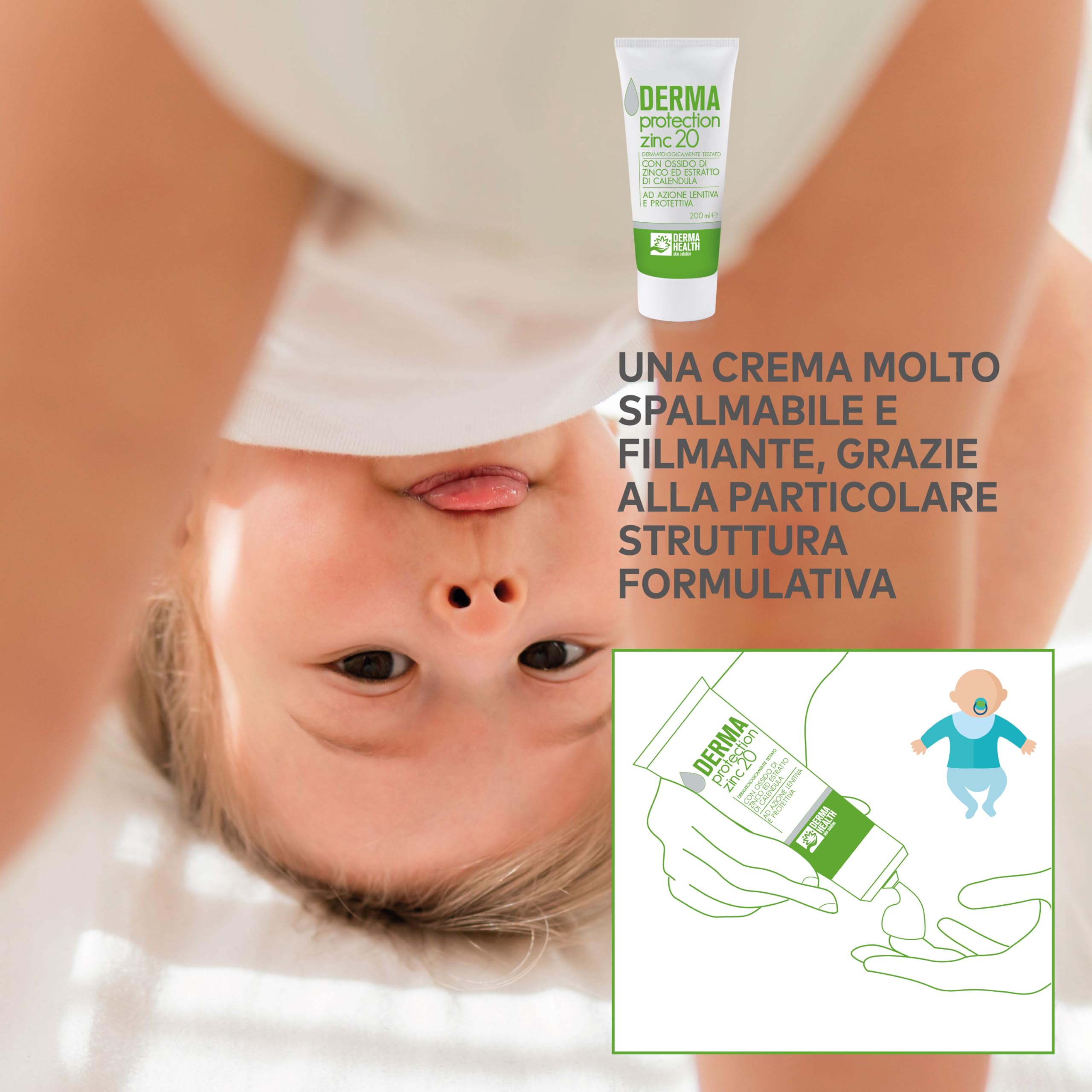 Derma Health Derma Protection Zinc 20 Crema Emolliente e Protettiva all'ossido di zinco 20% 200 ml