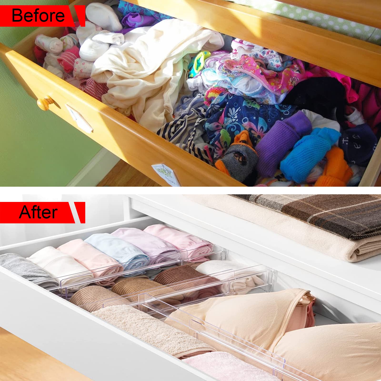 Divisori Per Cassetti Regolabili ZHHGOO - 8 Pezzi Grigio Trasparente Per Organizzare - Foto 6