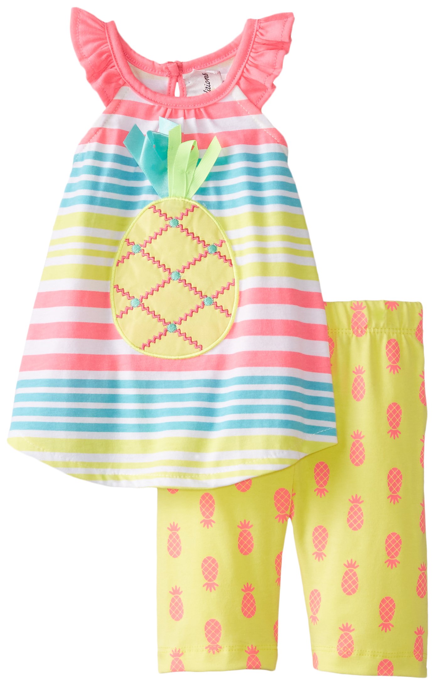 Rare Editions Baby Baby Girls' Pineapple Striped Short Set