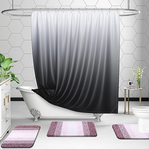 Miniatura 219 de OLANLY Juego de 2 alfombras de baño de 2 piezas, alfombras de baño de microfibra suave y absorbente y alfombra de inodoro con contorno