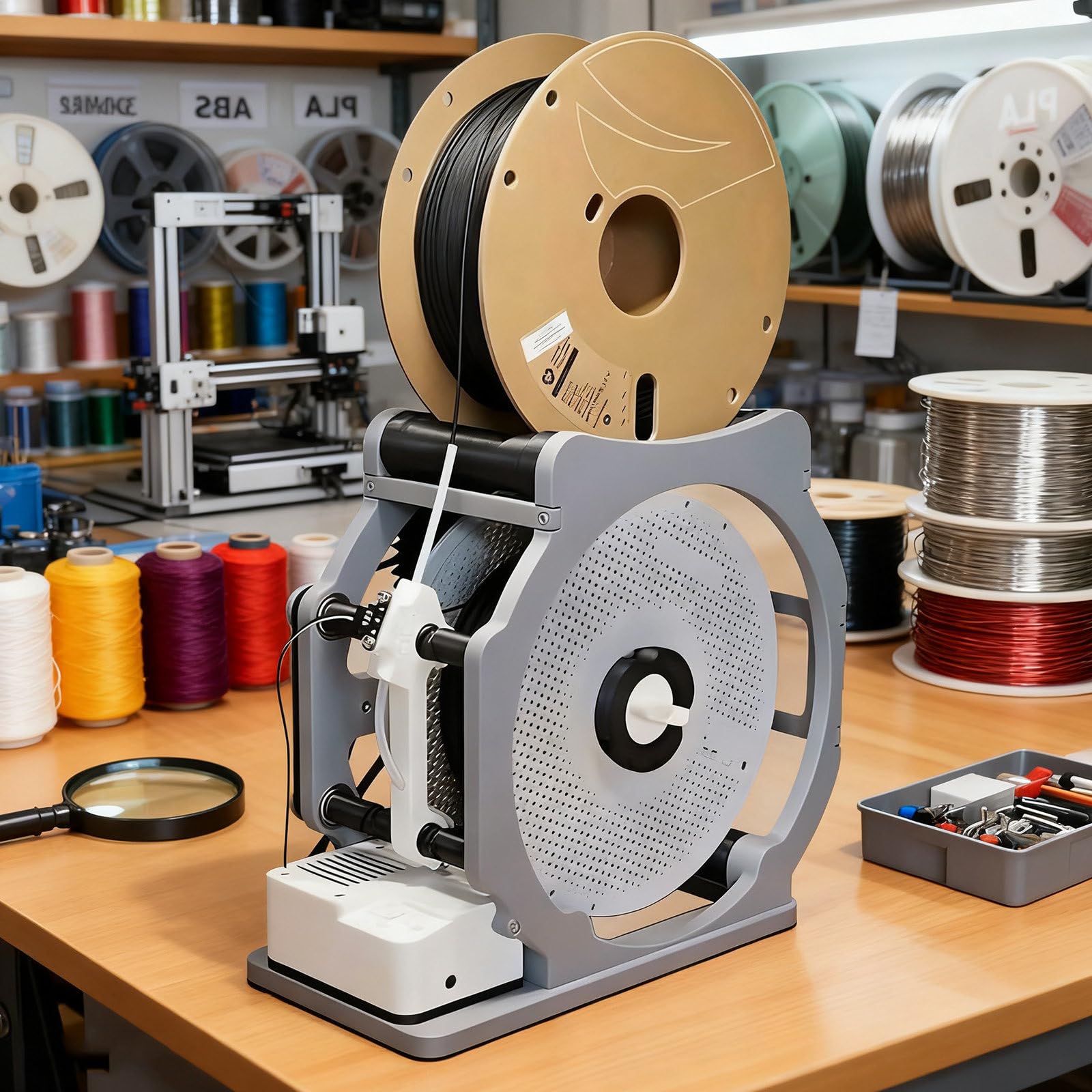 Enrouleur automatique de filament avec démarrage arrêt intelligent