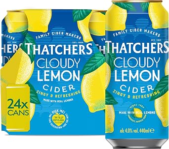 Thatchers Cloudy Lemon Fruit Cider, 24 x 440ml Cans | Family Cider Makers, Crafted in Somerset, Zingy & Refreshing, Gluten Free, Suitable for Vegans, Vegetarians & Coeliacs