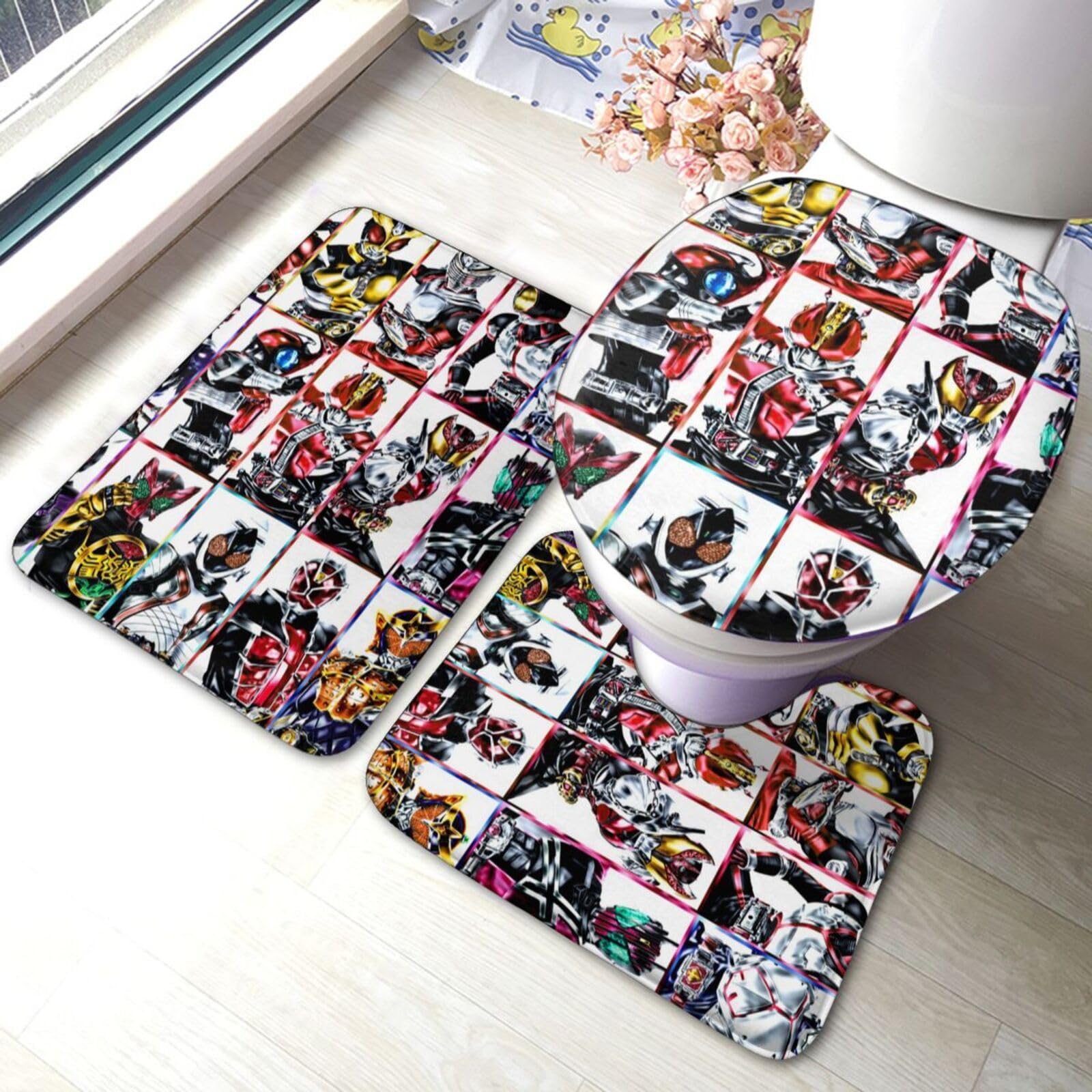 Amazon｜仮面ライダー バスマット 3点セット トイレマット フタカバー