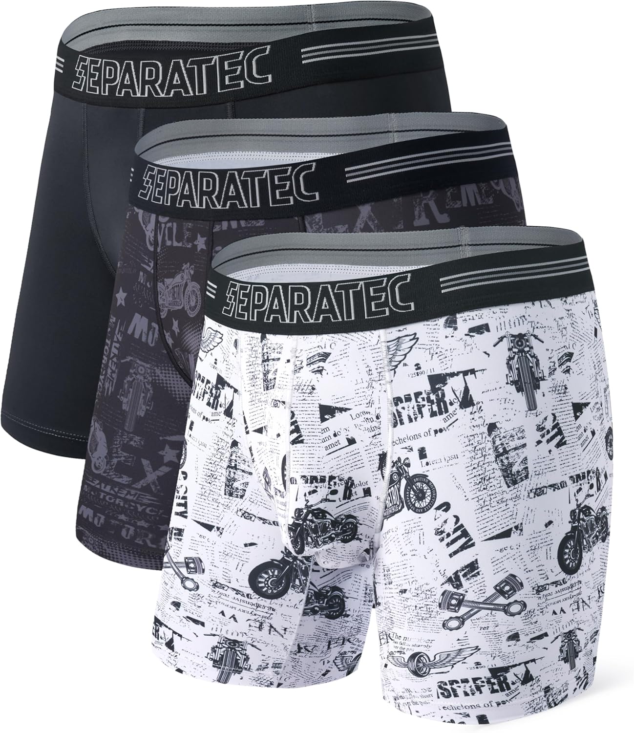 Separatec Dual Pouch Underwear for Men Moisture Wicking Men's Boxer Briefs with Ball Pouch, Printed Underwear 3 or 5 Pack