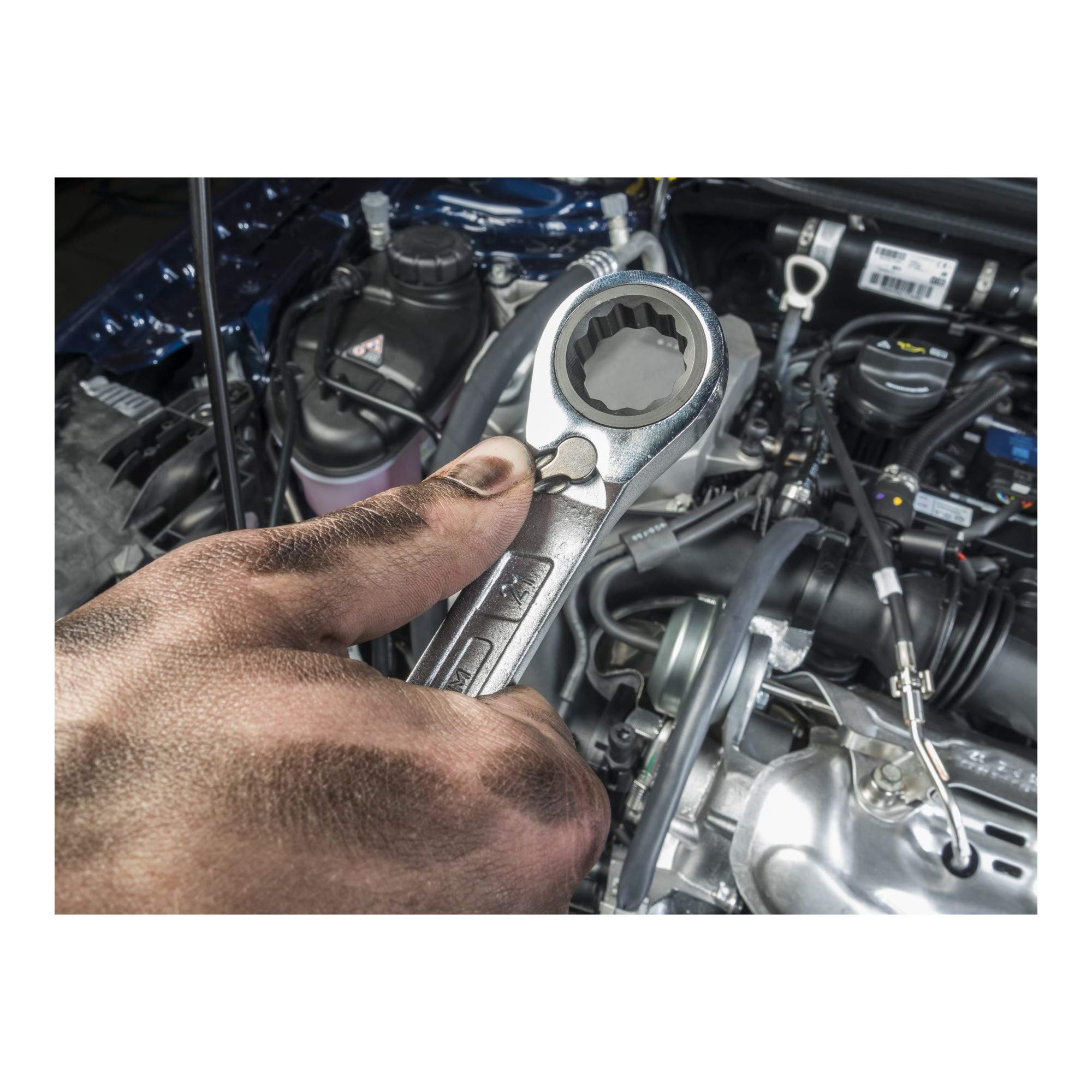 Hazet 163-366/18 12-Point Profile Ratcheting Combination Wrench Set - Multi-Colour