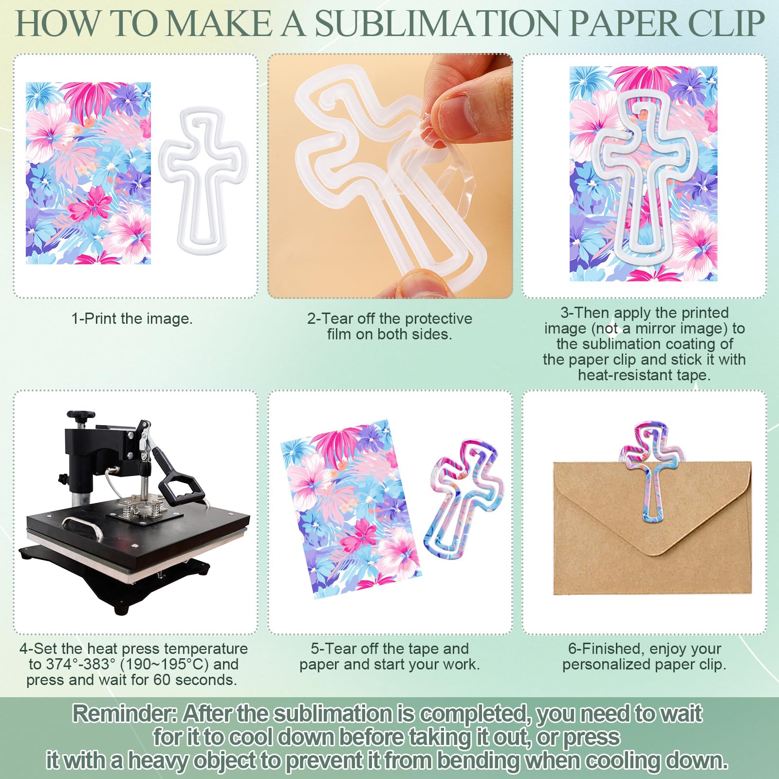 Affrolling 12 clips de papel acrílico de sublimación de 1.96 x 3.2 pulgadas, clips de papel acrílico transparentes para transferencia de calor, bricolaje, papelería, marcapáginas, profesores, oficina