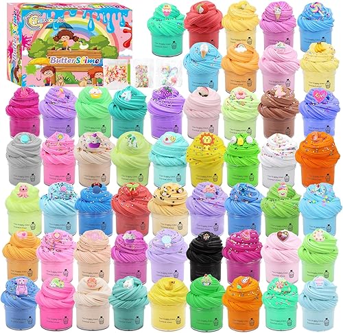 Paquete de 54 juguetes de slime de mantequilla para niñas y niños, juguetes de slime con 54 lindos limos de mantequilla, juguetes de limo suaves