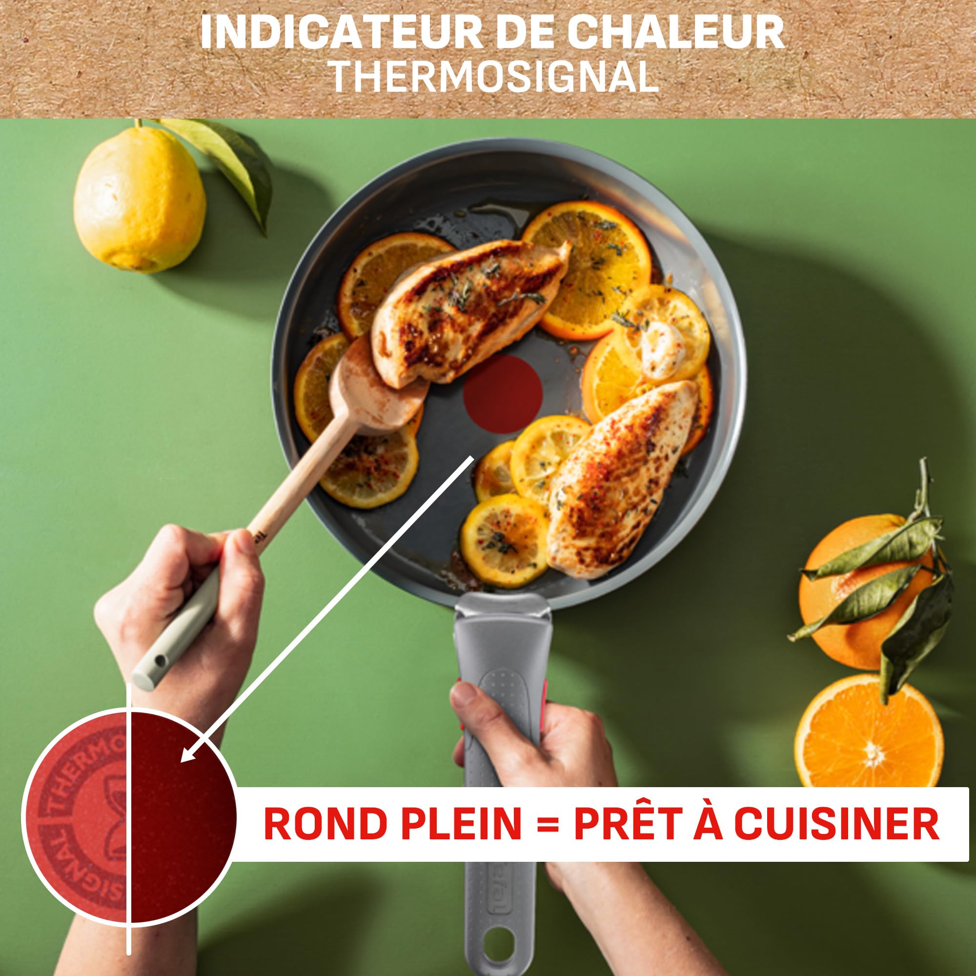 Tefal Ingenio Lot de 5 pièces, Poêles, Casseroles, Poignée amovible, Induction, Revêtement céramique antiadhésif, Eco-conçu, Compatible lave-vaisselle, Fabriqué en France, Renew L26190022