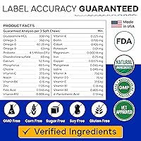 Vista 2 de Vitaminas para perros + glucosamina, multivitaminas masticables + probióticos, omega, soporte de cadera y articulaciones, piel y abrigo, salud