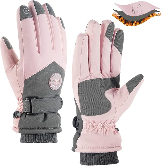 SalLady Waterproof Thermal Gloves for Womem, Touchscreen Windproof Winter Gloves for Skiing Running Cycling Hiking Outdoor Sports
