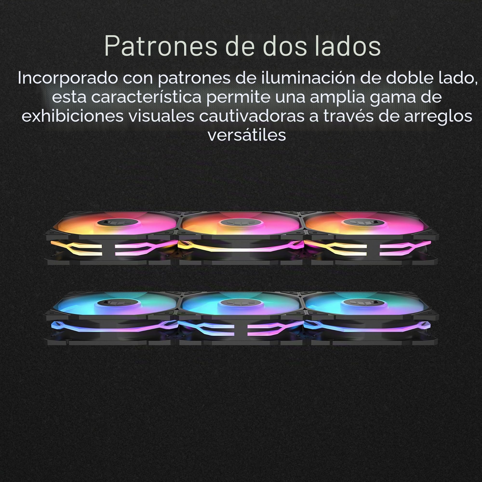 ASUS TUF Gaming TR120 ARGB Triple Pack Black Edition - Ventiladores de 120 mm (Marco de 28 mm, Alta presión estática de 3,3 mm H2O, Matriz LED Doble Capa, Aura Sync, Control de Ventilador PWM)