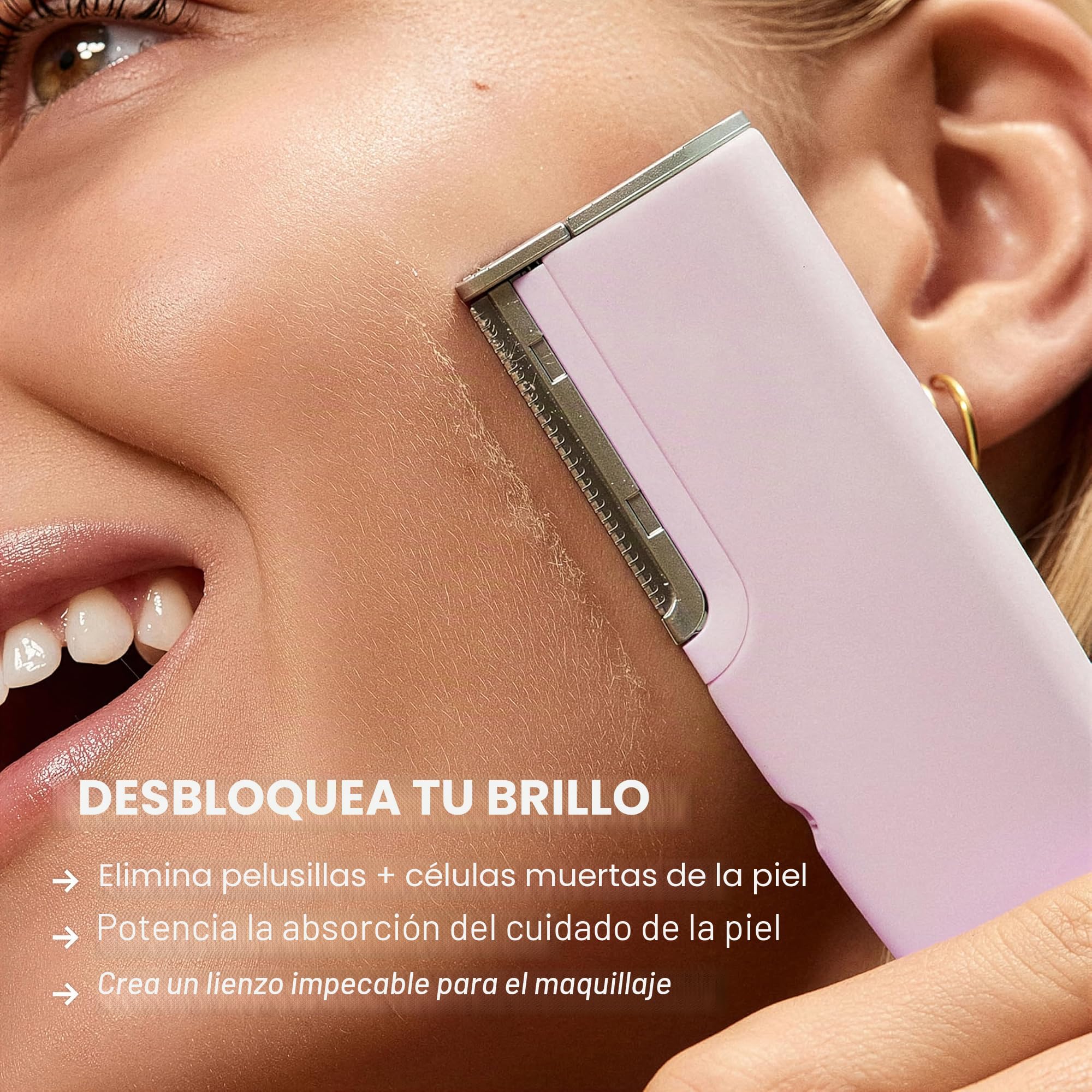 DERMAFLASH Dispositivo LUXE Plus, herramienta antienvejecimiento, exfoliación, depilación y dermaplaning con tecnología Sonic Edge y 4 semanas de tratamiento, rubor
